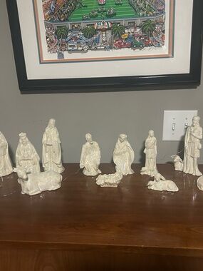 Ceramic Iridescent Nativity Set - 12 Piece